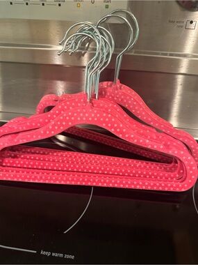 Kids Velvet Hangers in Pink Polka Dot - Pack of 10